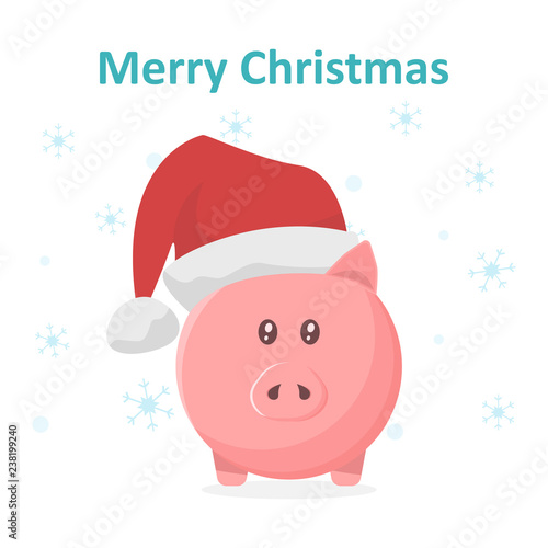 Pink pig head cartoon. Year of the pig. Vector illustration.