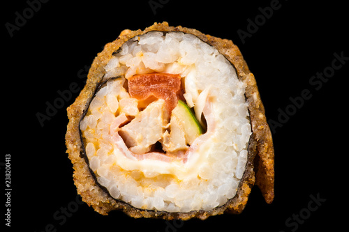 fresh beautiful sushi roll closeup 
