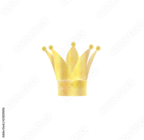 gold crown in water color, vector illustration.