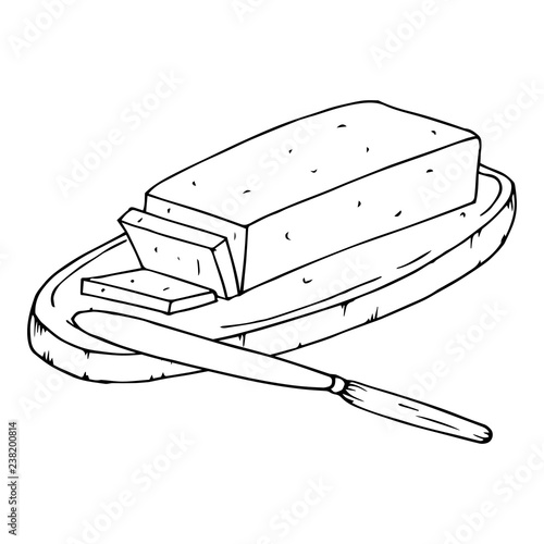 Butter icon. Vector of a piece of butter. Hand drawn butter.