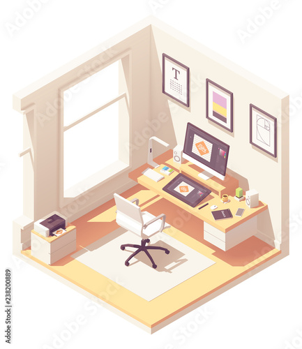 Vector isometric graphic designer workplace