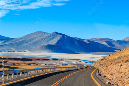 Chile Atacama Desert Road, Blue and Yellow, Simetric