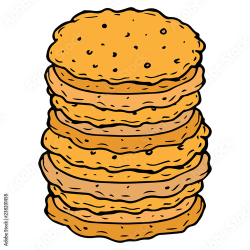 Pancakes icon. Vector illustration of a stack of pancakes. Hand drawn hot pancakes for a holiday.