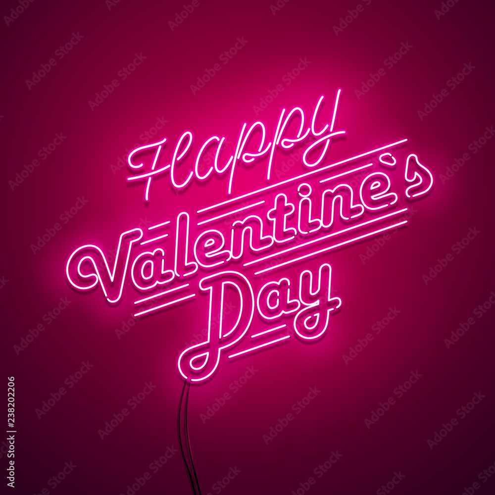 Valentine`s Day background. Vector retro neon sign. Valentine`s Day background. Vector retro neon sign.
