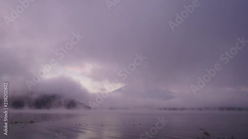 Time Lapse :  view the Mount Fuji and Kawaguchiko In the morning is a tourist attraction of Japan. In a small town