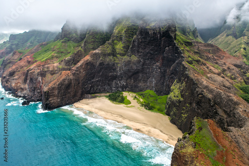 Aeial View over the Garden Island Kauai in Hawaii, USA