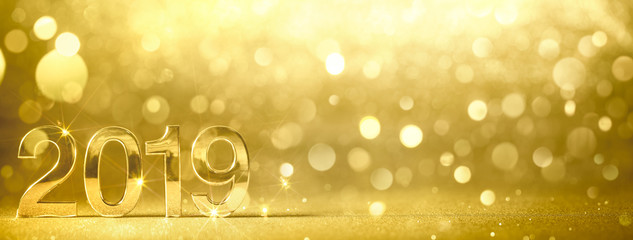 New year 2019 golden figures