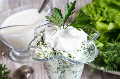 Tableau sur toile Picture with cottage cheese