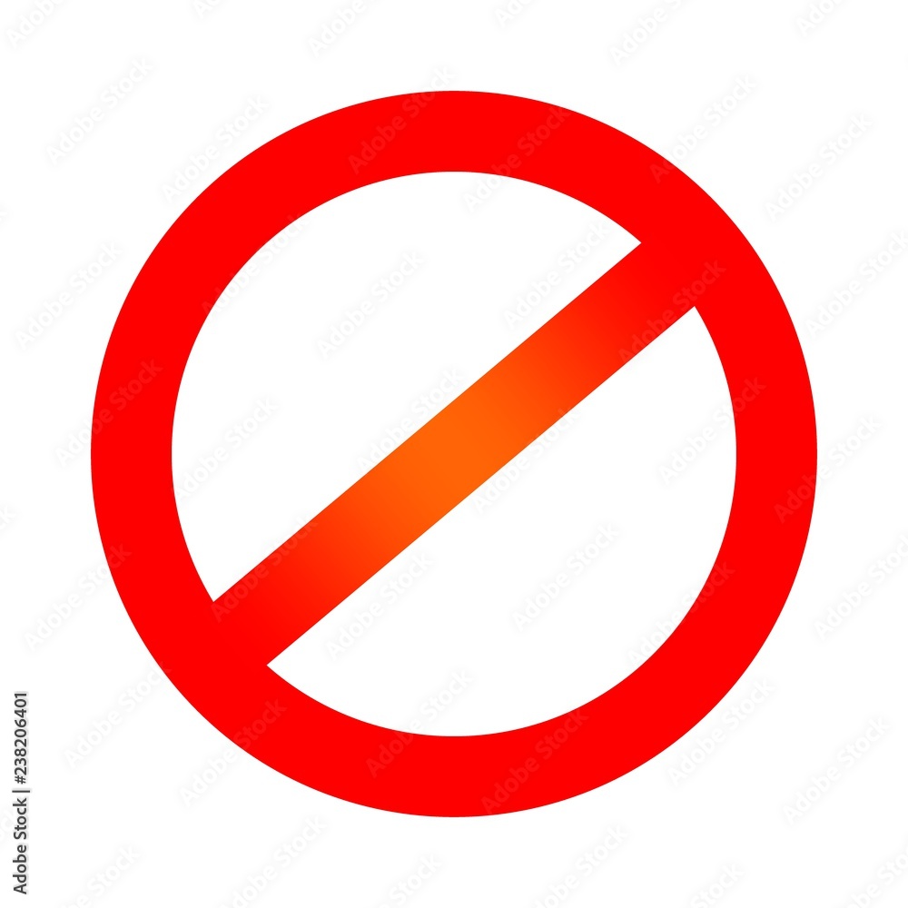 Red prohibition symbol. Negative sign. No sign icon isolated on white background.
Red prohibition symbol. Negative sign. No sign icon isolated on white background.