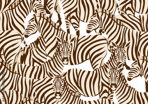 Seamless pattern with of zebras.
