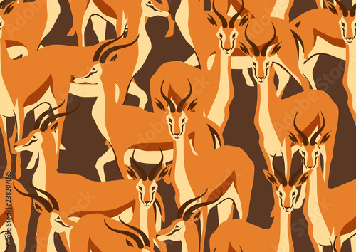 Seamless pattern with of gazelles.