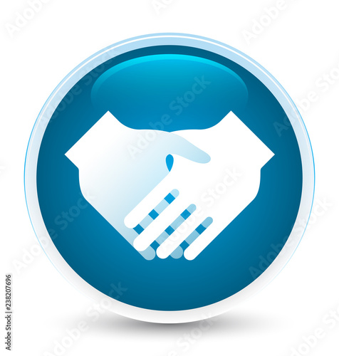 Handshake icon special prime blue round button