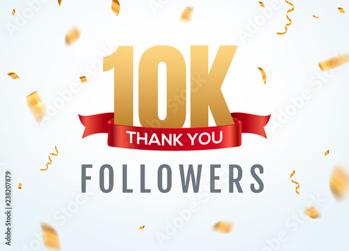 Thank you 10000 followers design template social network number anniversary. Social 2k users golden number friends thousand celebration