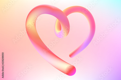 bold vibrant pastel colorful 3d contour heart on modern fluid liquid gradient background. stock vector illustration clipart