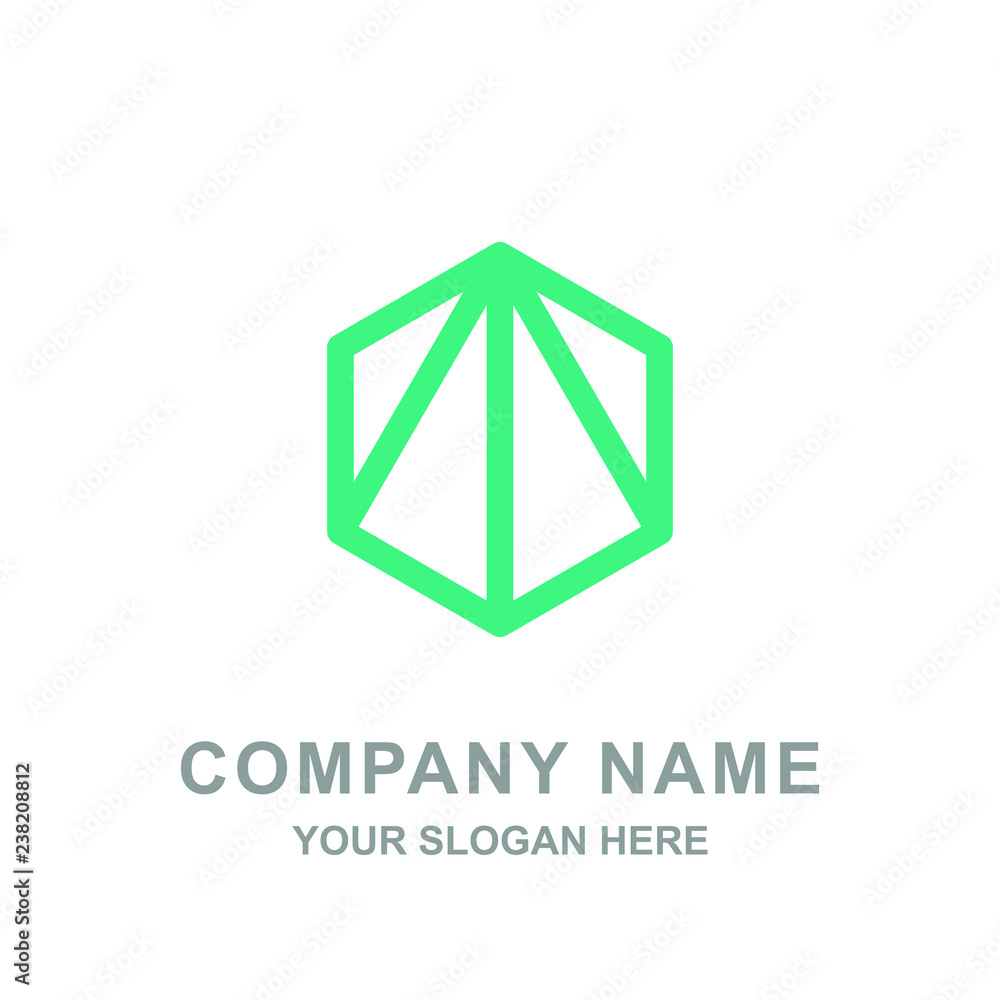 Green Hexagon Geometric Logo Vector Green Hexagon Geometric Logo Vector