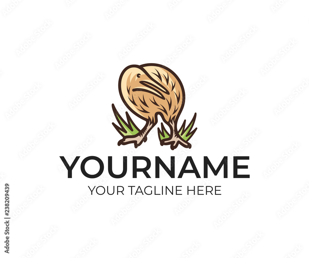 Fototapeta premium Kiwi bird, animal of new zealand, logo design. Wildlife and nature, vector design and illustration