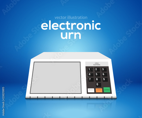 Electronic urn voting computer. Vector brazil choice president elections electronic voting urn design photo
