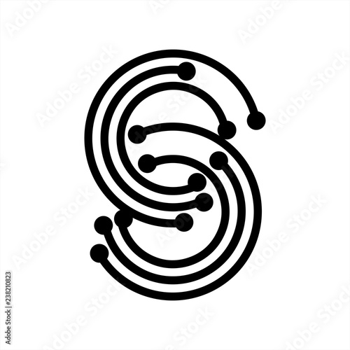 S, CSC, SS initials geometric network line and digital data logo