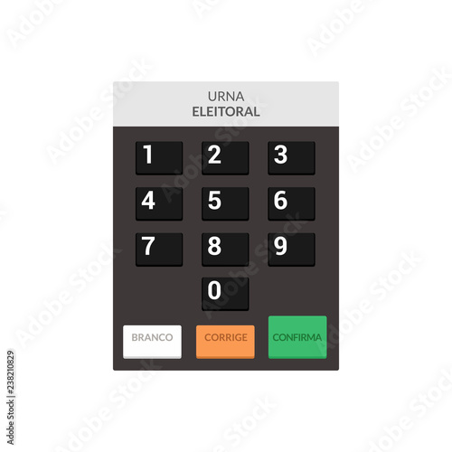 Electronic urn voting computer. Vector brazil choice president elections electronic voting urn design