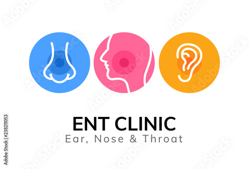 ENT doctor logo template. Ear nose throat doctor clinic. Mouth health otolaryngology illustration