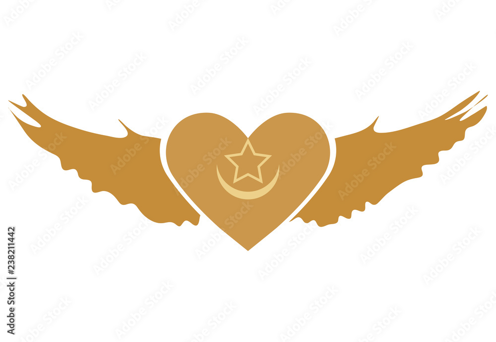 Vector Illustration for Sufi Muslim community: Winged Heart symbol of