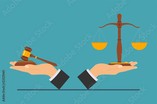 Justice concept, law and justice concept. Vector illustration.