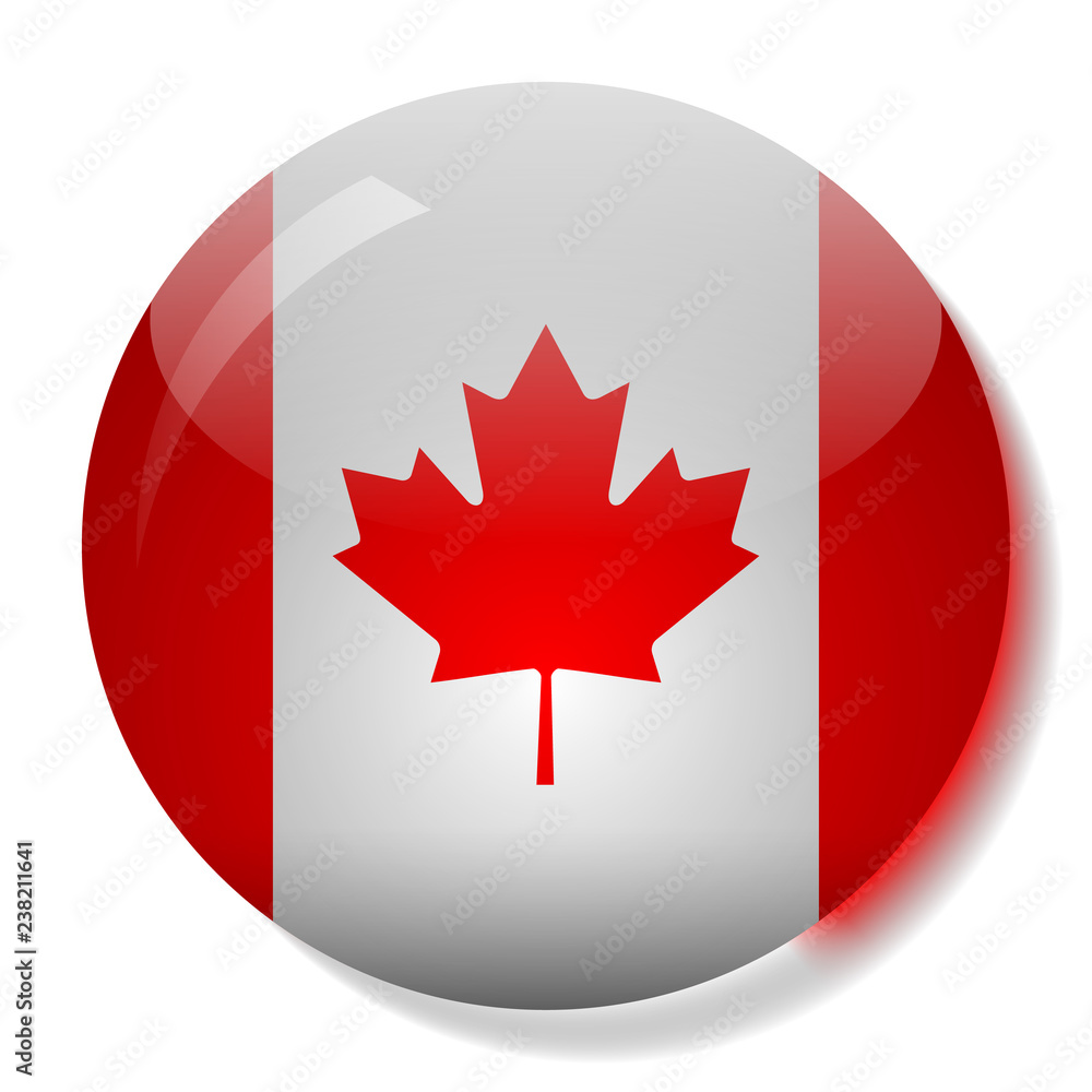 Canadian flag glass button vector illustration Canadian flag glass button vector illustration