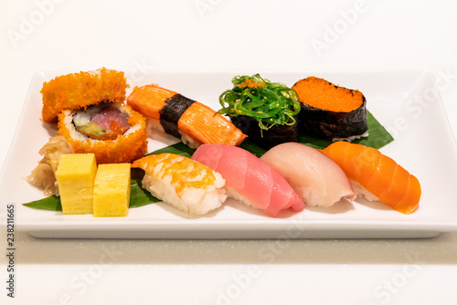 mixed sushi on plate