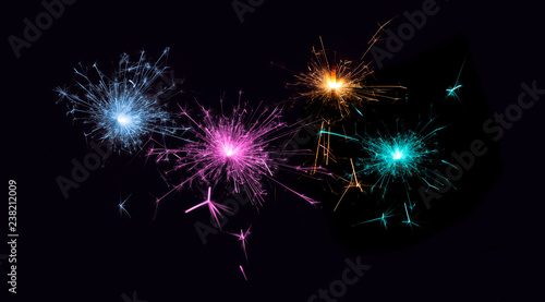 sparklers group for celebration christmas and happy new year party background 