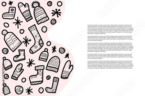 Warm socks, beanies set. Vector illustration.
