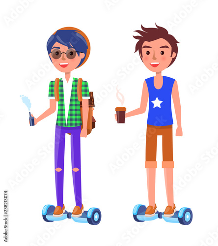 Boy and Girl Riding on Segway Personal Transporter