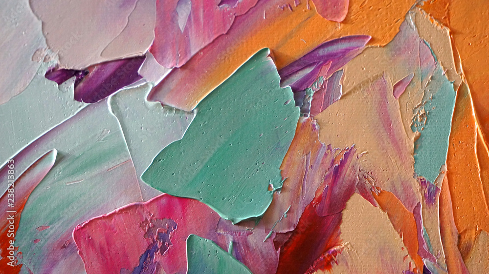 Fragment of multicolored texture painting. Abstract art background. oil on  canvas. Rough brushstrokes of paint. Closeup of a painting by oil and  palette knife. Highly-textured, high quality details. Stock Illustration |  Adobe