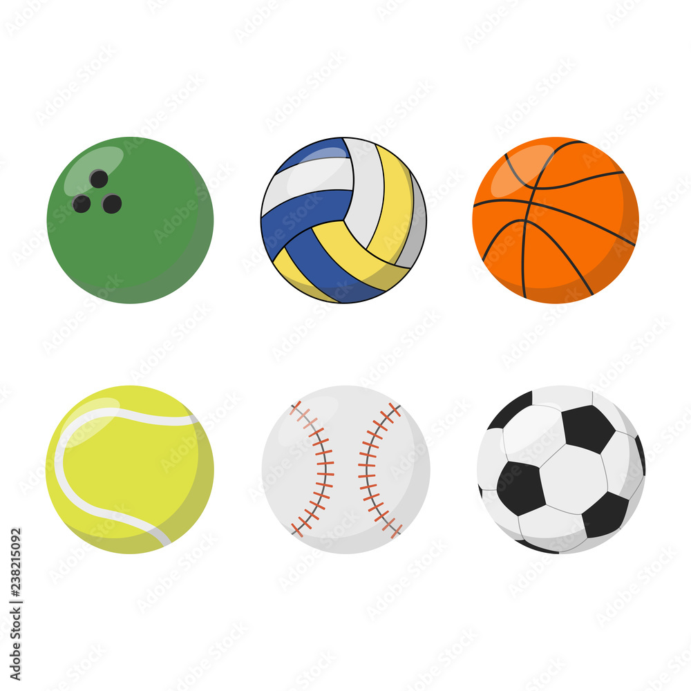 Set of balls for different sports. Icons of sports balls. Vector illustration.
