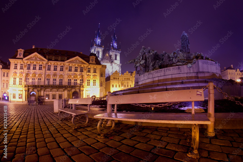 PRAGUE, CZECH REPUBLIC - FEBRUARY 20, 2013: the Old Square Town during the snowfall