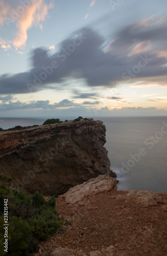 Sunrise in cap martinet in long exposure, Ibiza
