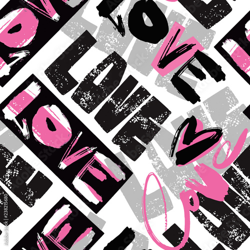 Love seamless girls motivation pattern. Funky t-shirt print
