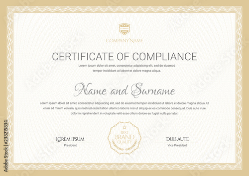 Certificate template. Diploma of modern design or gift certificate.