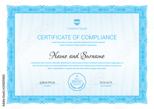 Certificate template. Diploma of modern design or gift certificate.