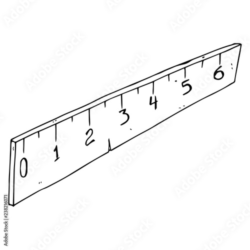 Ruler icon. Vector illustration of a school ruler. Hand drawn ruler.