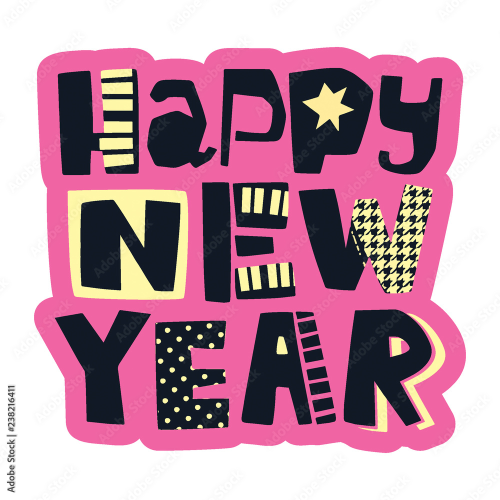 Happy new year Funky t-shirt festive motivation print Happy new year Funky t-shirt festive motivation print