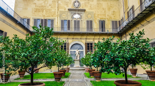 Walled garden in Palazzo Medici Riccardi. Florence, Italy