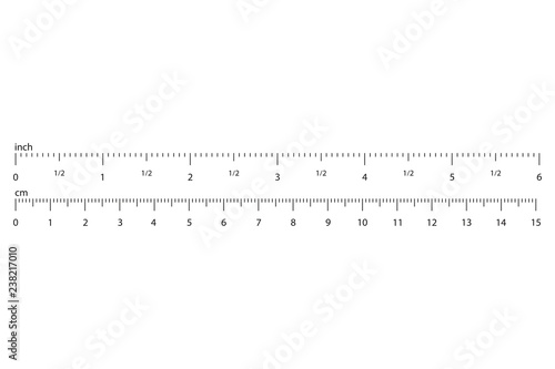 Metric Imperial Rulers. Scale for a ruler in inches and centimeters. Measuring scale with numbers, markup for rulers. Measuring tool. Size indicator units. Vector illustration.
