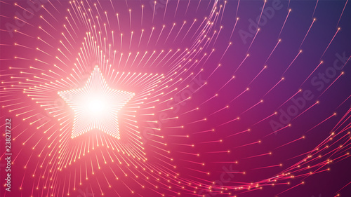 Vector infinite star tunnel of arrows. Glowing arrows form tunnel sectors. Colorful science field visualization of forces. Matrix of arows with magnitude and direction. Flow. Interaction.