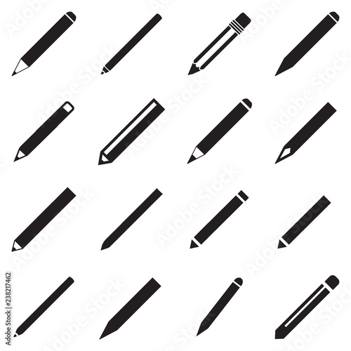 Long Pencil Icon Vector Perfect Black
