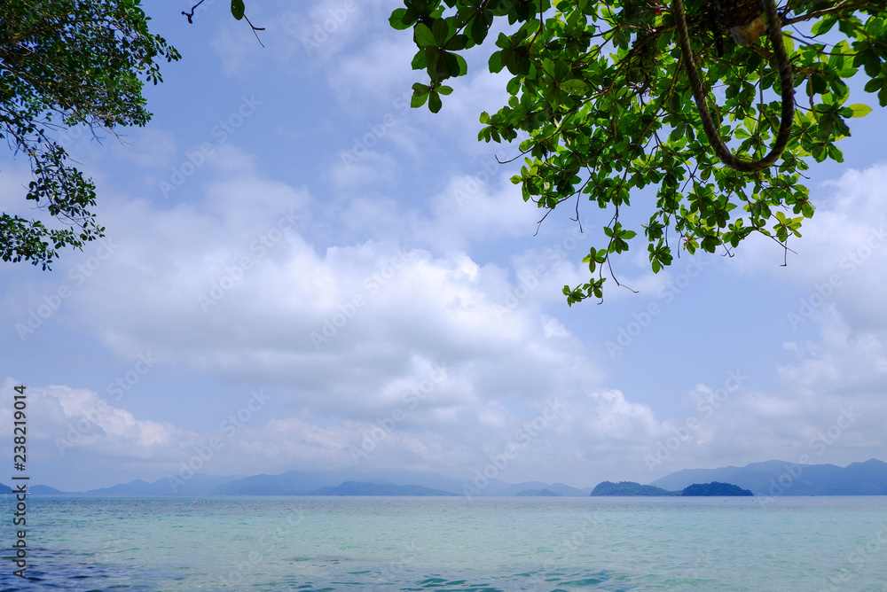 White sand beach with beautiful sea and clear blue sky at Koh Wai island, Trat province, Thailand White sand beach with beautiful sea and clear blue sky at Koh Wai island, Trat province, Thailand