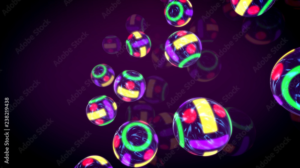 Flying Colorful Billiards Neon Balls Flying Colorful Billiards Neon Balls