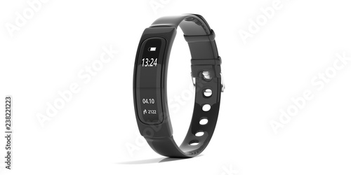 Fitness tracker, smart watch, black, isolated on white background. 3d illustration