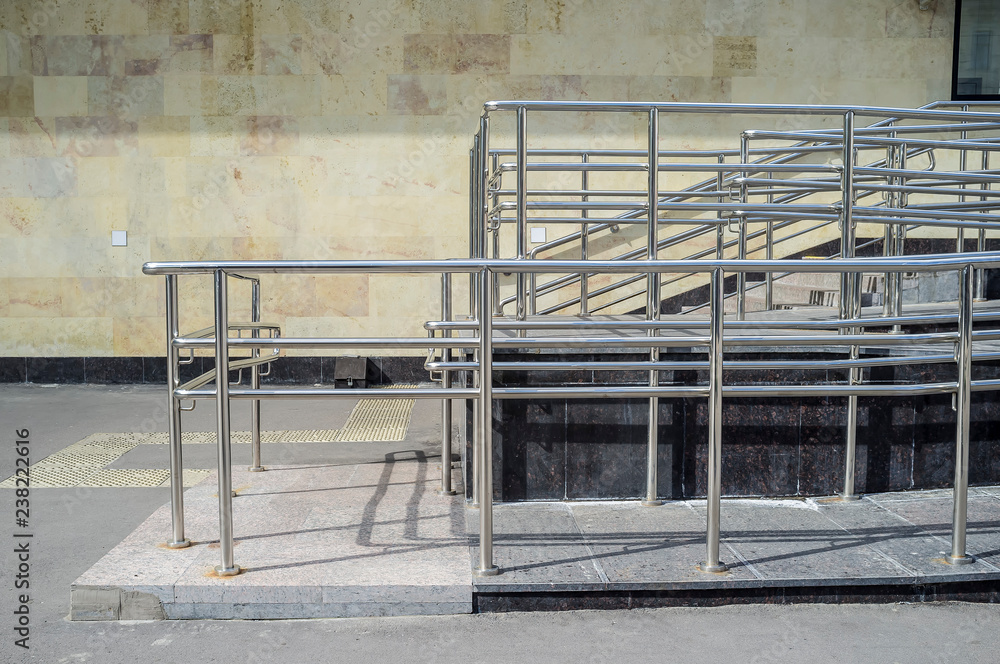Ramp with railings, inclined plane for wheelchairs and carts installed ...
