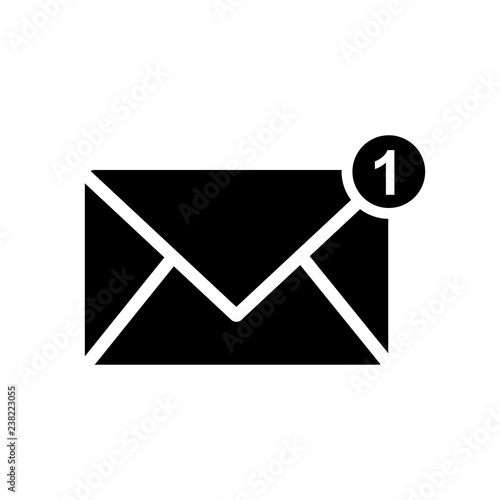 New Message, One new incoming message envelope with notification, vector object