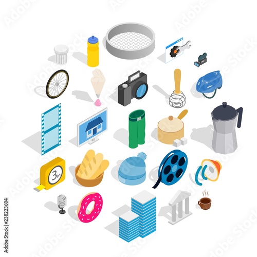 Adaptation icons set. Isometric set of 25 adaptation vector icons for web isolated on white background